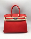  Сумка женская Hermes Birkin 30 cm, Rouge Casaque  Epsom Hermes Артикул LUX-37980. Вид 1