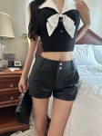 Кожаные шорты Yves Saint Laurent Артикул LUX-96939. Вид 1