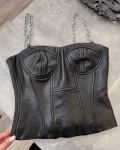 Кожаный топ  Yves Saint Laurent Артикул LUX-100799. Вид 2