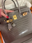 Сумка женская Birkin, 30, GHW Crocodile Porosus Hermes Артикул LUX-118255. Вид 2