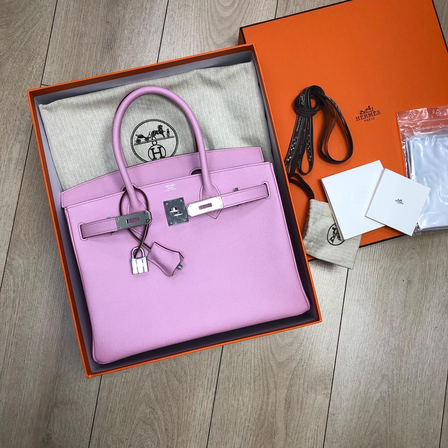 Сумка женская Birkin 30 cm, Pink color, Epsom Hermes LUX-39492 фото Сумка женская Birkin 30 cm, Pink color, Epsom Hermes Артикул LUX-39492