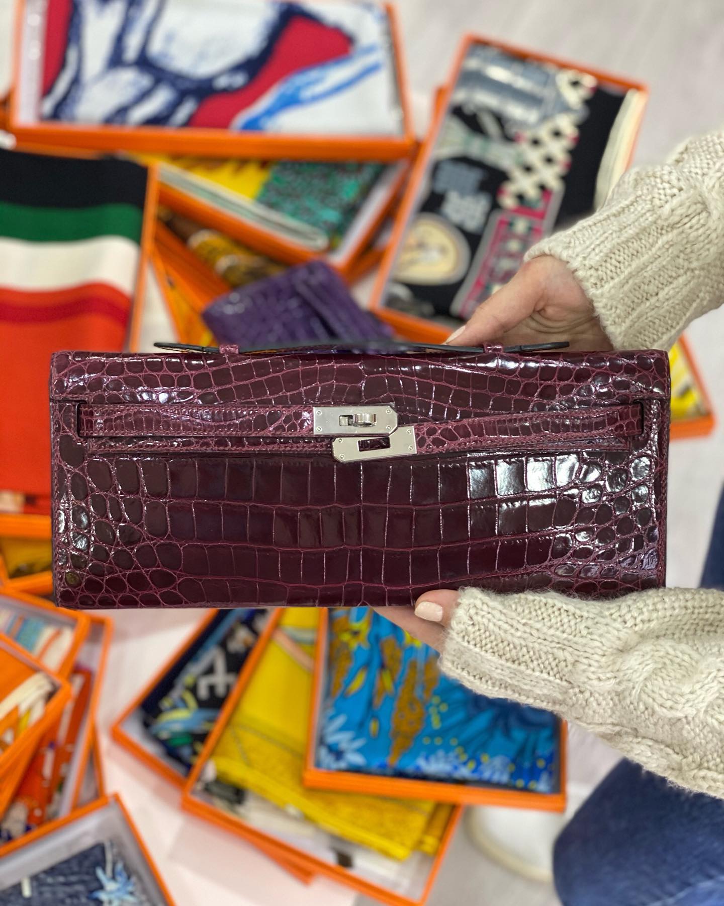 КЛАТЧ KELLY CUT Croc Hermes LUX-41111 фото КЛАТЧ KELLY CUT Croc Hermes Артикул LUX-41111