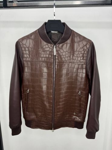 Кожаная куртка со вставками из кожи крокодила  Stefano Ricci LUX-125654