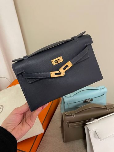 Сумка женская Kelly Pochette Bleu Indigo color Hermes LUX-118591