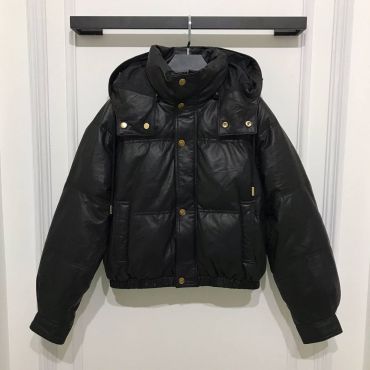 Кожаный  пуховик  LUX-59753