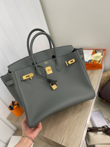 Сумка женская  Birkin, 35 GHW Bleu Orage color Hermes LUX-85164