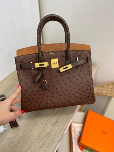 Сумка женская  Birkin Ostrich GHW, 30 cm, GHW Hermes LUX-90304