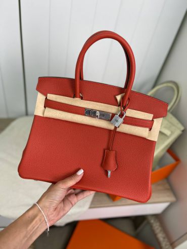 Cумка женская  Birkin Rouge Duchesse color 30 cm Hermes LUX-93729