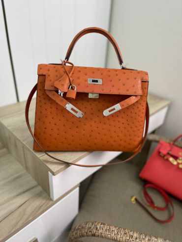 Сумка женская  Kelly, 32 cm Ostrich PHW Hermes LUX-93731