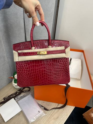 Сумка женская  25, GHW Crocodile Alligator Lisse Hermes LUX-99622