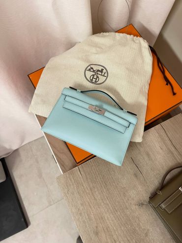 Сумка женская Kelly Pochette Aqua color  Hermes LUX-118590