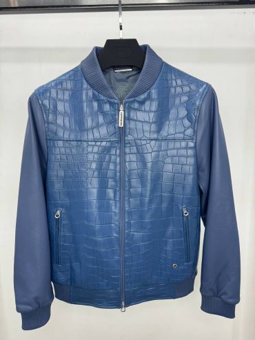 Кожаная куртка со вставками из кожи крокодила  Stefano Ricci LUX-125653