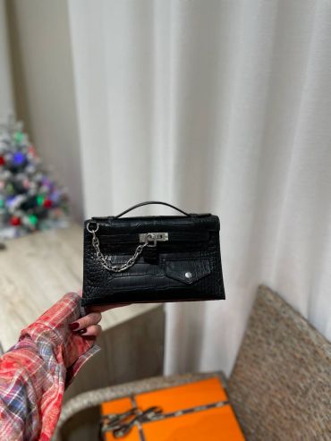 Сумка женская  Kelly Pochette, PHW Alligator Mat Hermes LUX-127715